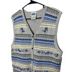 Northern Reflections Vintage  Floral Knit Vest XL Sweater‎ Button Up Top Photo 1