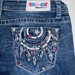 GRACE IN LA  jeans size 32 Women's Feather Embroidery Mid Rise Bootcut Jeans Photo 9