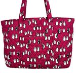 Vera Bradley  Quilted Playful Penguins Turnlock Tote Bag Crimson Red Retired Photo 8
