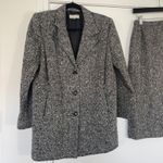 Vintage Adolph Schuman for Lilli Ann Tweed Blazer Skirt Suit Black White S/M Gray Photo 1