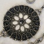 Vintage Silver Western Concho Medallion Adjustable Belt Black Photo 3