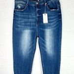 Risen  High Rise Basic Capri Jeans Size 3XL NWT Dark Stretch Distressd Hem Photo 4