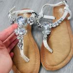 White Silver And Rhinestone Strap Sandals Size 7 Photo 3
