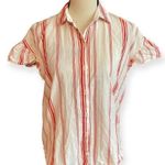 Madewell  Women’s striped red white button down shirt ruffled sleeves size XXS Photo 1