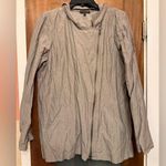Eileen Fisher Women’s Taupe/Grey Rumpled Asymmetrical Hooded Jacket-Lge Photo 0