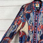 Farm Rio ‎ Women's Energy Scarf Printed Button Up Long Sleeve Blouse Size … Photo 2