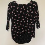 J.Jill Floral T-Shirt Polka Dot Back Black Pink XS Photo 4