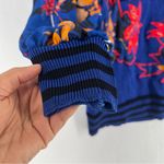 Vintage Diane Freis Abstract Patchwork Floral Knit Top Blue Striped Sheer Sleeve Size undefined Photo 3