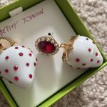 Betsey Johnson  white strawberry earrings. Photo 3