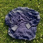 Gretchen Scott  Embroidered Notched Navy Peasant Top Photo 3