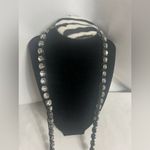 Necklace Faux Diamond Silver Long Super Shiny Party Black Corded Photo 1