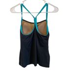 L.L.Bean women's size 6 Reg dark gray aqua blue racerback tankini swimsuit top Photo 6