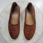 Frye Melanie Shoes Womens 7 Cognac Brown Leather Embossed Logo Slip On Flats Photo 3