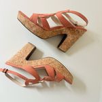 Adrienne Vittadini orange leather wedge size 9 Platform Cork Wedge Sandal Photo 10