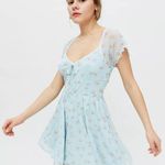 Urban Outfitters  Alice Mesh Romper Floral Light Blue  Photo 0