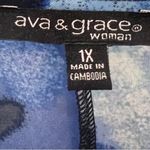 Ava & Grace long sleeve blue watercolor 3 ring top size 1X Photo 3