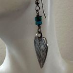 Sterling Silver Leaf & Turquoise Dangle Earrings Photo 8