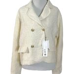 ZARA  Textured Tweed Double-Breasted Blazer in Ivory Cream Size Small NWT Photo 10