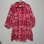 Anthropologie  Bettina Tiered Mini Shirt Dress by Maeve Red Motif Size L Photo 2
