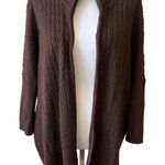 St. John Collection  Brown Cable Knit 100% Wool Zip Front‎ Cardigan Short Sleeve Photo 0