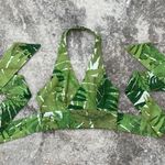 Anthropologie Multi Green Palm Leaf Print V Neck Waist Tie Beach Halter Tank Top Photo 1