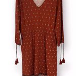 Garnet Hill Dress Brick Orange/Red M Drop Waist Cottagecore Boho Gypsie Tencel Photo 0