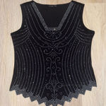 Vintage S. Levine Black & Silver Sparkly Beaded Top Photo 0