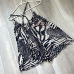 Free People Animal Print Racerback Flowy Tank Top Purple (small) boho y2k party Photo 5