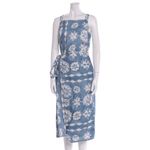 Rebecca Taylor Linen Paper Fleur Whisper Midi Dress Blue Size XS Photo 5