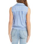Karen Kane Karen‎ Kane Sleeveless Tie Front Shirt, Button Up, Blue/White, Large, 12/14, NWT Photo 2