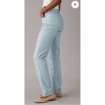 American Eagle NWT AE Vegan Leather Straight Leg Pants Super High Waisted Light Blue Size 8 Reg Photo 4