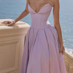 House Of CB HOUSE‎ OF CB 'Lady' Orchid Twill Strapless Tulle Midi Dress NWOT size L A-C Photo 0