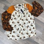 Jane and Delancey Jane‎ & Delancey Paisley Floral Pattern Block Peasant Blouse Small Photo 11
