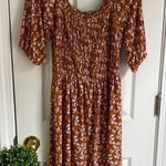 Chic Boho, Western Floral Midi Dress in Brown Size L Photo 0