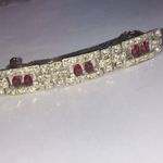 Elegant Vintage Silver Tone and Red Crystal Hair Clip Photo 1