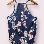 Yoins  Navy Blue Floral Spaghetti Strap Halter-Style Blouse - size XL Photo 1