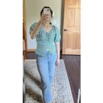 Lisa Says Gah  Green White Striped 100% Cotton Short Sleeve Margaret Top Size XS Photo 11