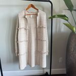 Chico's Beige Textured Fringe Open-Front Knit Cardigan Size 2 / 12 Photo 2