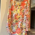 Audrey 3+1  One Shoulder Colorful Floral Orange Flowy Womens Small Roomy Blouse Photo 2