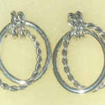 Silver Tone Rope Dangling Boho Pierced Earrings Photo 0