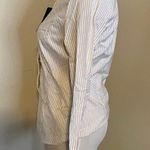 LISSEO Long Sleeve Button Down Shirt Beige White Striped Made in Japan Women's S Photo 3