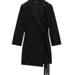 ZARA blazer dress with fringes tied wrapped mini tailored black Photo 3