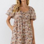 Free The Roses Women's Floral with Gold Print Babydoll Dress Photo 0