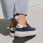 Soludos  Yebo Vegan Leather Sneaker‎ Blue White Womens size 6 Photo 1