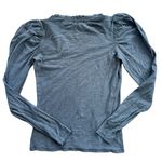 Nation Ltd  Black V Neck Long Puff Ruched Sleeve Shirt Top Pima Cotton Kristen XS Photo 6