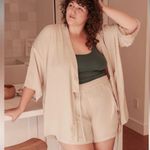 Odd Bird Eco Satin Kardeş Wide Leg Pull On Pants Elastic Waist Loungewear 5XL Tan Size 5X Photo 3