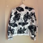 Adidas Black & White Tropical Monstera Cropped Bomber Windbreaker Jacket L Photo 8