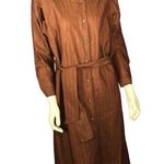 Vintage L.A. Passion Rust stripe shirt belted dress mandarin collar size 11 Photo 0