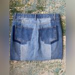 Gianni Bini denim patchwork raw hem mini skirt, size large Photo 5