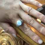 Natural Rainbow Moonstone Chrome Diopside Sterling Silver Ring Size 8 Photo 7